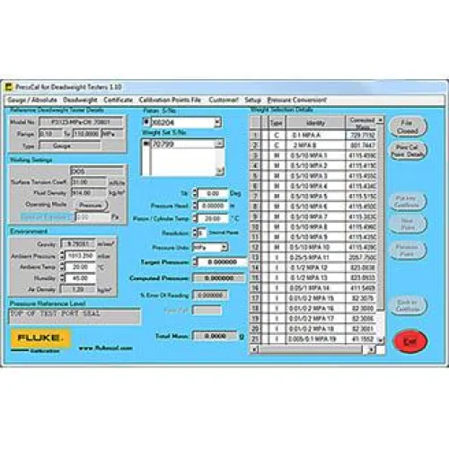 Програмное обеспечение для калибровки Fluke PRESSCAL
