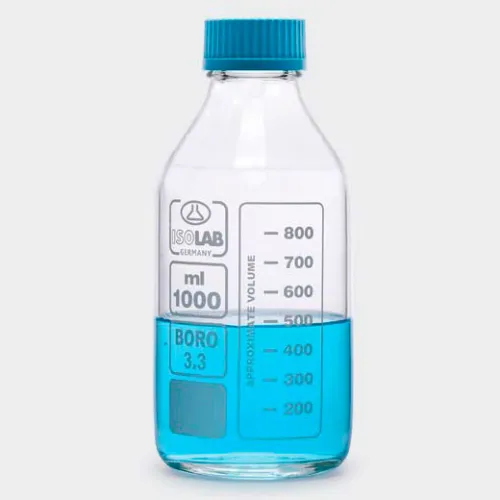 Бутыль ISOLAB 250 мл, GL45, с крышкой и сливным кольцом, стекло (Артикул 061.01.250)
