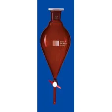 Воронка делительная коническая Lenz 100 мл, без градуировки, PTFE кран, коричневое стекло (Артикул 4008137)