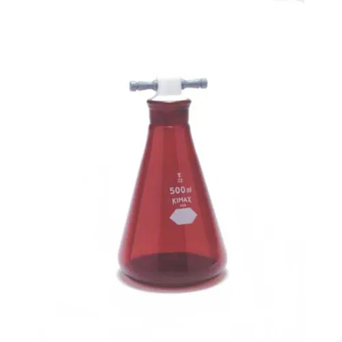 Колба коническая Kimble 50 мл, 14, с пробкой из PTFE, темное стекло RAY-SORB (Артикул 26610-50)