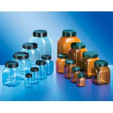 Контейнер Kautex широкогорлый 200 мл, PVC, квадратный, Ø 50 мм, коричневый прозрачный цвет, без крышки (Артикул 2000070699)