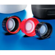 Крышка блистерная Kautex, PP, с красным защитным кольцом и уплотнением из PTFE, черная, Ø 45 мм, для узкогорлых бутылей объемом 50-2500 мл (Артикул 2000084162)