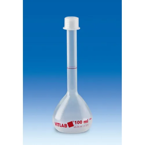 Колба мерная VITLAB с винтовой крышкой, 100 мл, класс В, PMP (Артикул 673895)