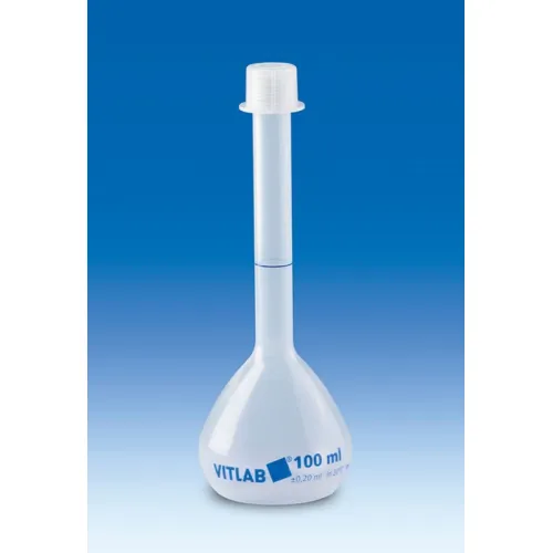 Колба мерная VITLAB с винтовой крышкой, 100 мл, класс В, PP (Артикул 673891)