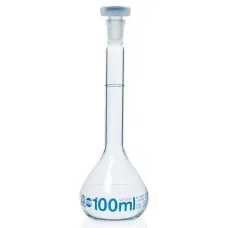 Колба мерная Brand BLAUBRAND 150 мл, класс А, светлое стекло, NS 14/23, с пробкой PP, с сертификатом партии (Артикул 37233)