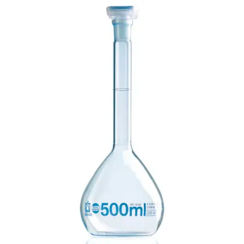 Колба мерная Brand BLAUBRAND 1000 мл, класс А, светлое стекло, NS 29/32, с пробкой PP, с сертификатом партии (Артикул 37234)