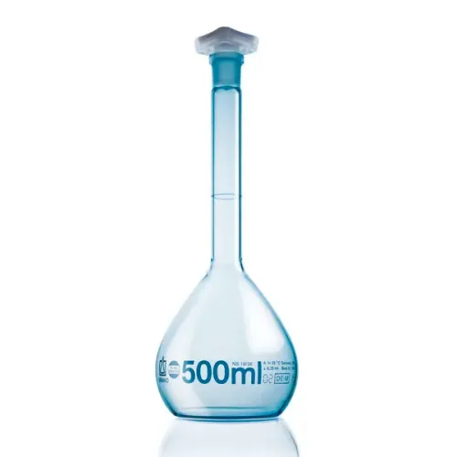 Колба мерная Brand BLAUBRAND с покрытием PURprotect 500 мл, класс А, светлое стекло, NS 19/26, с пробкой PP, с сертификатом партии (Артикул 36552)