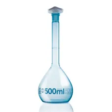 Колба мерная Brand BLAUBRAND с покрытием PURprotect 100 мл, класс А, светлое стекло, NS 14/23, с пробкой PP, с сертификатом партии (Артикул 36549)