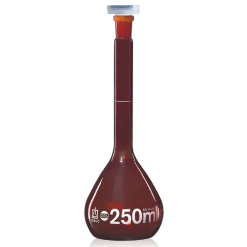 Колба мерная Brand BLAUBRAND 20 мл, класс А, тёмное стекло, NS 12/21, с пробкой PP, с сертификатом партии (Артикул 37412)