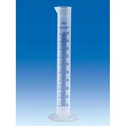 Цилиндр мерный VITLAB, 2000 мл, класс B, синяя шкала, PP (Артикул 653081)