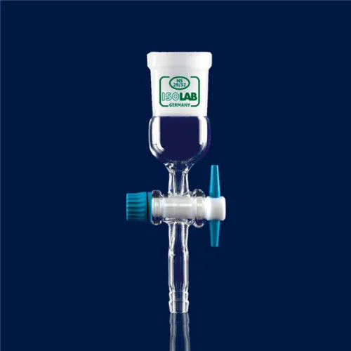 Адаптер для шлангов ISOLAB, прямой, муфта NS14/23, кран PTFE, стекло (Артикул 065.28.014)