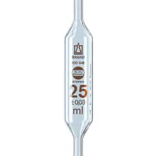 Пипетка Мора Brand BLAUBRAND ETERNA 25 мл, класс AS, с одной меткой, коричневая градуировка, стекло (Артикул 30515)