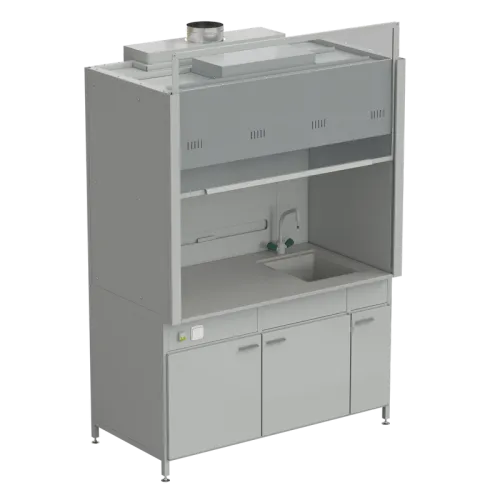 Шкаф вытяжной с мойкой из D и смесителем TOF, 1500х900х2145 мм, раб. поверхность - DURCON