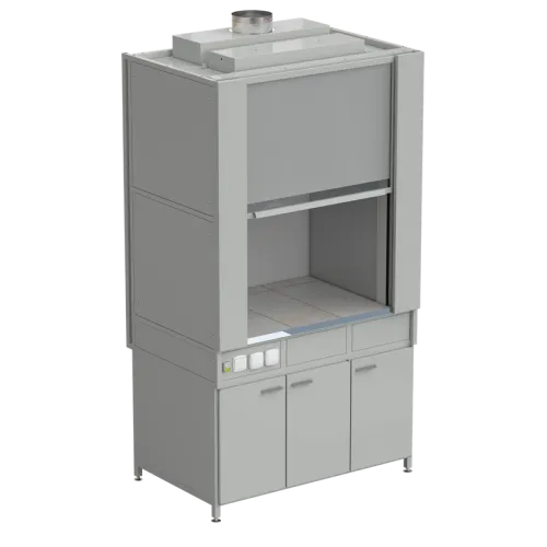 Шкаф вытяжной с коконом из стеклопластика без воды с электрикой 1200х820х2240, раб. поверхность - КЕРАМИКА