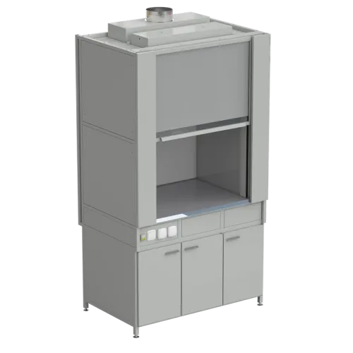 Шкаф вытяжной с коконом из стеклопластика без воды с электрикой 1200х820х2240, раб. поверхность - МОНОЛИТНЫЙ КЕРАМОГРАНИТ